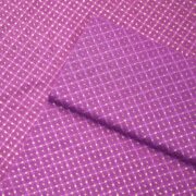 Rose-violet pure cotton jacquard fabric with golden zari weave in diamond-grid pattern