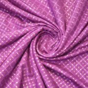 Rose-violet pure cotton jacquard fabric with golden zari weave in diamond-grid pattern