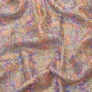 Pure organza fabric with blooming multicolor floral embroidery and golden Zari highlights