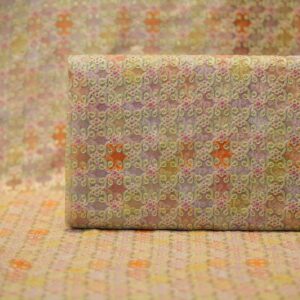 Hand-dyed pure organza fabric with multicolor aari embroidery in floral motifs – soft and sheer couture fabric