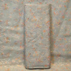 Mehraab Flora – Pure Organza Embroidered Pastel Fabric