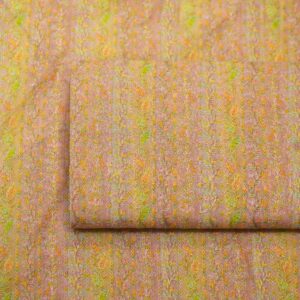 Pure organza fabric with hand-brushed pastel dye and vertical floral weave – sheer elegant textile