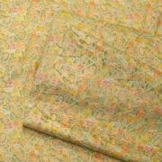 Pastel hand-brushed pure organza fabric with floral aari embroidery and intricate jaal design
