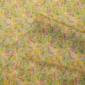 Heavy floral jaal embroidery on pure organza fabric with pastel thread and golden Zari highlights
