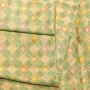 Pure organza fabric with pastel geometric zari weave and floral block motifs