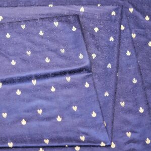 Midnight blue jamawar silk fabric with gold floral zari buti and embossed jacquard pattern