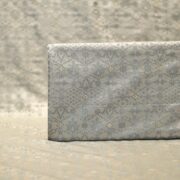 Silver grey jamawar silk fabric with bold contrast zari buti