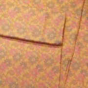 Golden resham silk fabric with woven multicolor floral Tanchoi design