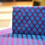 Pure handloom Tanchoi Jamawar resham silk fabric with Mughal blue leaf motifs on deep magenta base