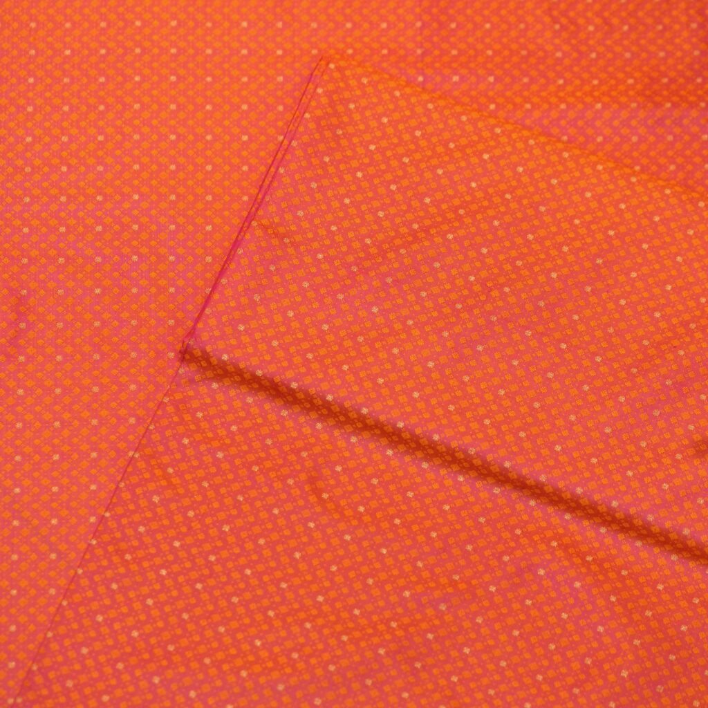 Pure handloom Tanchoi Jamawar silk fabric with Zari buti and small checkered pattern in resham weave