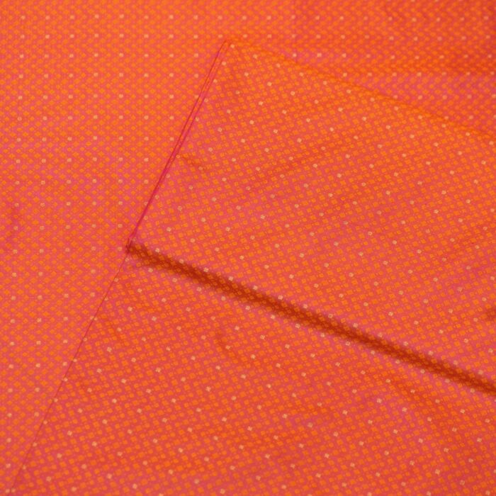 Pure handloom Tanchoi Jamawar silk fabric with Zari buti and small checkered pattern in resham weave