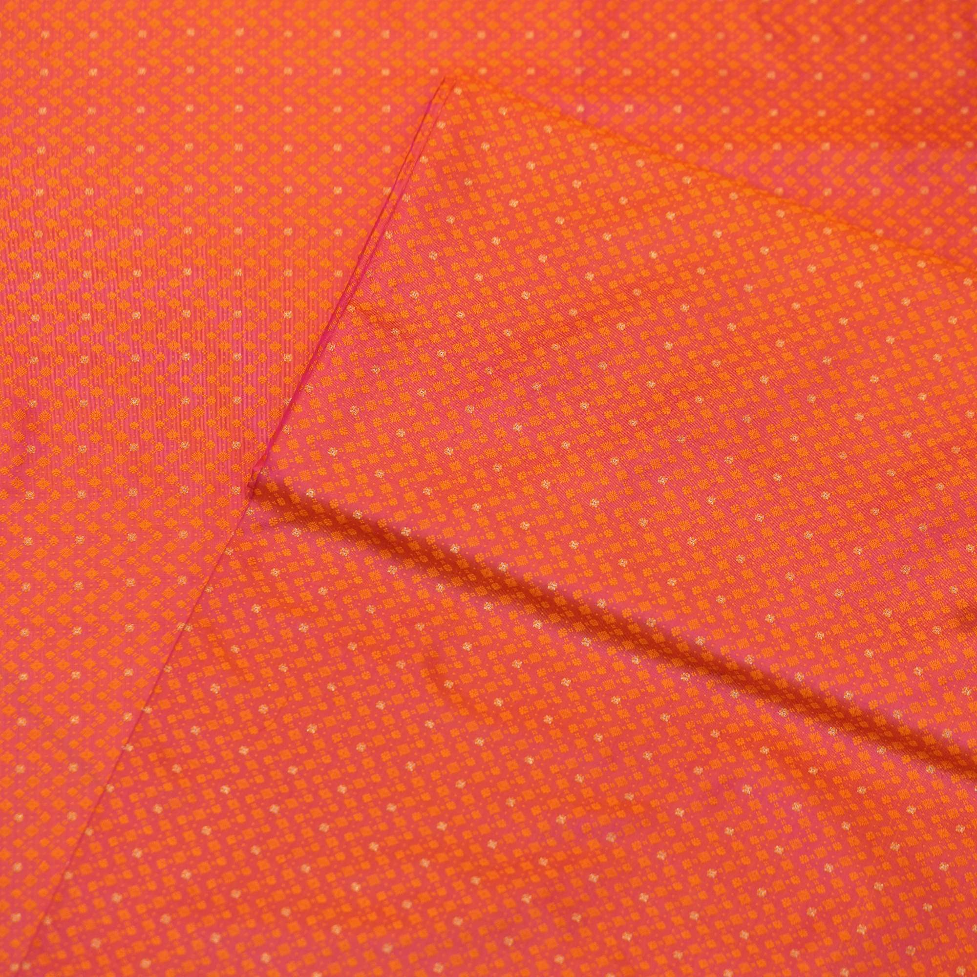 Pure handloom Tanchoi Jamawar silk fabric with Zari buti and small checkered pattern in resham weave