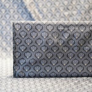 Pure Tanchoi Mughlai geometric Jamawar handloom silk fabric with Zari buti in shades of grey and silver