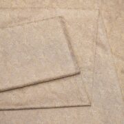 Elegant grey-beige Tanchoi jamawar handloom fabric in pure kataan silk with intricate paisley motifs