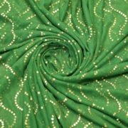 Green net fabric with zigzag mukaish embroidery pattern