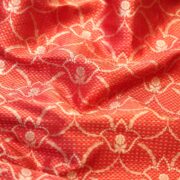 Royal red silk fabric with tissue diamond jacquard and golden Zari jaal pattern