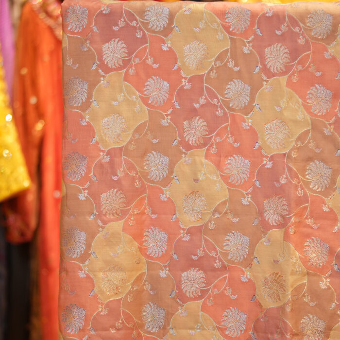 Rangkaat Bloom – Pure Silk Fabric with Zari Weave - Image 2